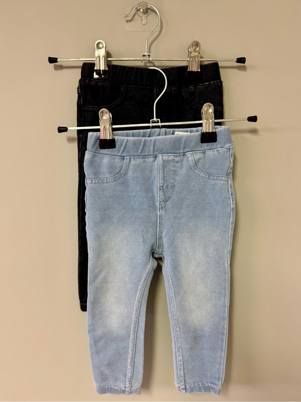 H&M Kids Denim-Look Leggings in Light Blue and Black